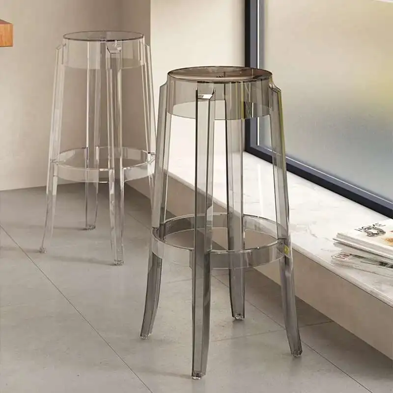 Transparent Acrylic Dining Chair Modern Fashionable Designer Stool Creative Plastic Bar Chair Transparent Simple High Stool