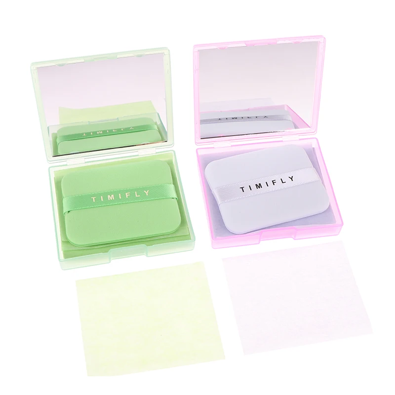 Oil Blotting Sheets With Makeup Puff 100pcs Matting Face Wipes Oil Control Paper Oil-absorbing Cleaning Makeup Tools Skin Care