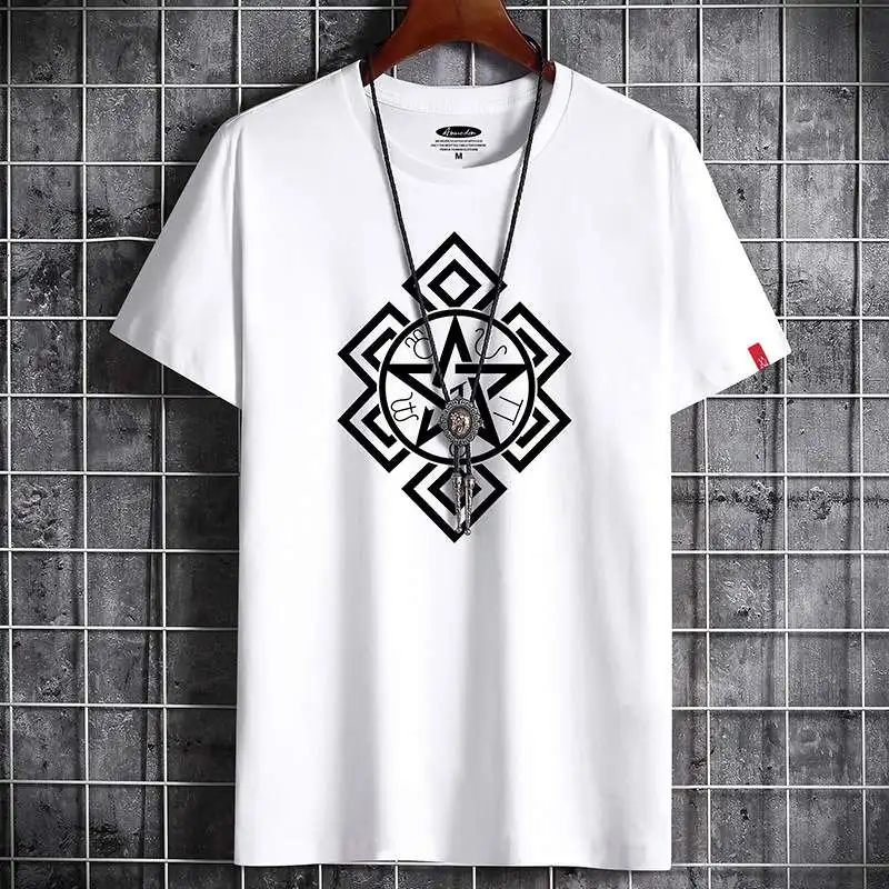 

Summer New plus Size Men's Casual round Ne ort Sve T-irt Trendy Youth Print Loose Fit Chinese Brand M Faion