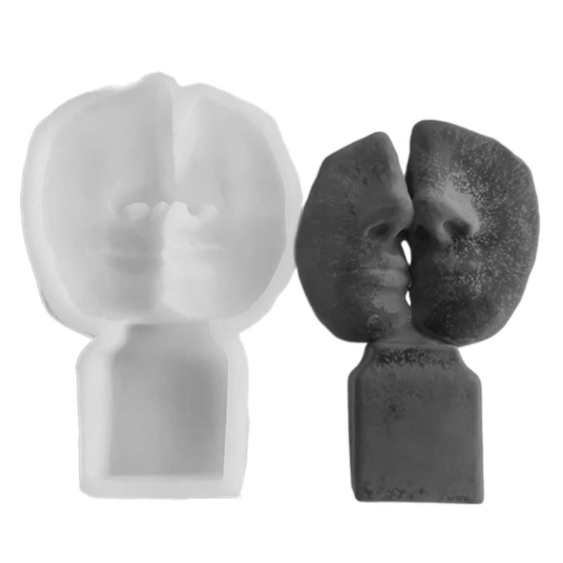 Y1UB Silicone Mold Realistic Sculptures Moulds Face Portraits Moulds Silicone Material Lovers Kiss Soap Moulds for DIY