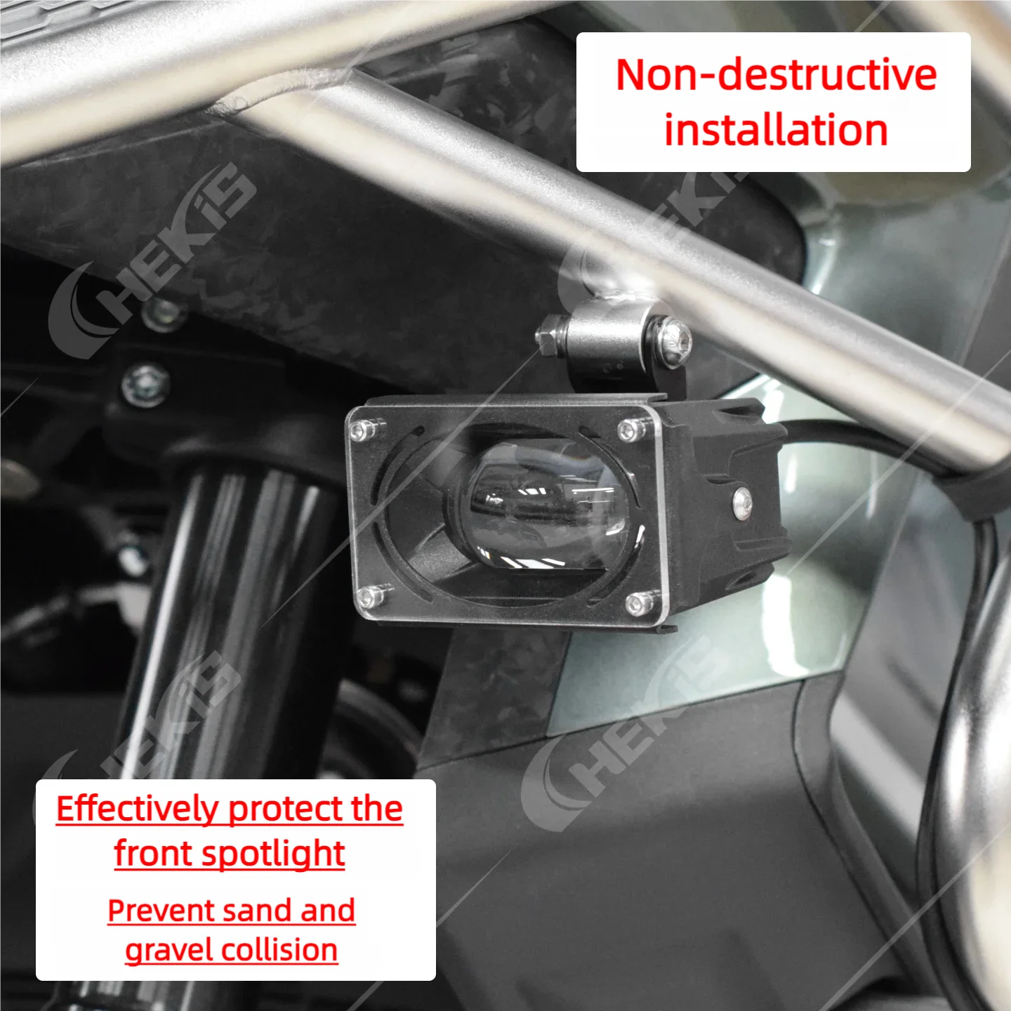 Chekis Is Suitable for Zontes 368g Modified Accessories, Front Fog Light Anti-Collision Protective Cover, Spotlight Protective Shell, Stainless Steel Protective Frame
