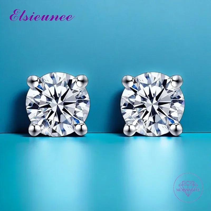 Real 1CT 6.5MM GRA Test Passed Moissanite Diamond Stud Earrings for Women S925 Silver Platinum Plated Bride Wedding Fine Jewelry