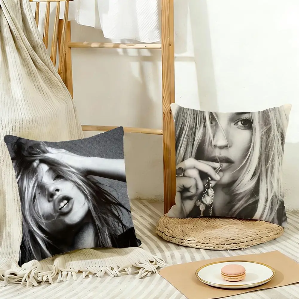 Elegant Glamorous Iconic Kate Moss Cushion Cover Cozy Pillowcase Holiday House Interior Sofa Bedroom Accessories