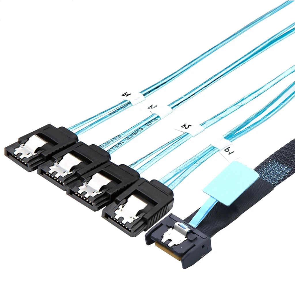 SlimSAS 8654 MCIO 4I 38pin to 4X SATA Cable PCIE5.0 PCI-E Server Data Connection Cable