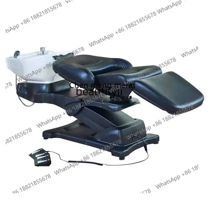 SS new Hair Salon Shampoo Chair High-End Barber Shop Electric Lifting Shampoo Chair Rotatable Flushing Bed ss 7486