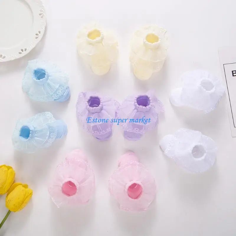 090B Breathable Infant Ankle Socks Feature Lace Accents for 0-12 Months