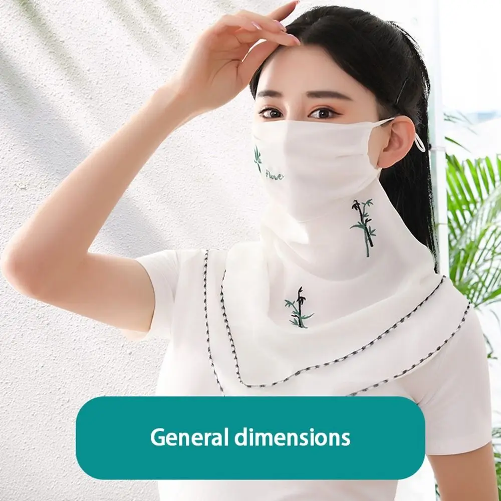 UV Protection Fishing Face Scarves Embroidered Scarf Hiking Outdoor Sunscreen Veil Face Cover Ice Silk Mask Triangular Scarf