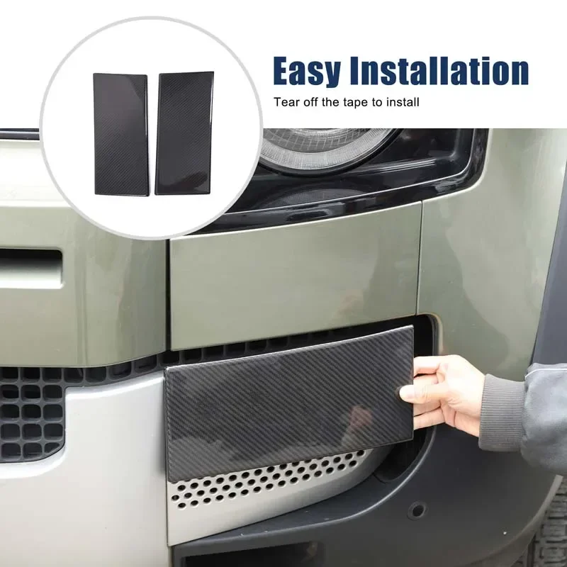 

2Pcs Real Carbon Fiber For Land Rover Defender 90 110 130 2020-2025+Car headlight decorative cover sticker car accessories