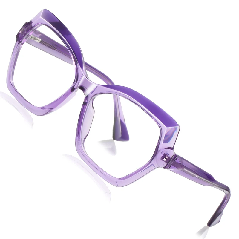 VICKI Color-blocking Fashionable Glasses, Photochromic Anti-blue Light, Customizable Prescription Multifocal Glasses LS043