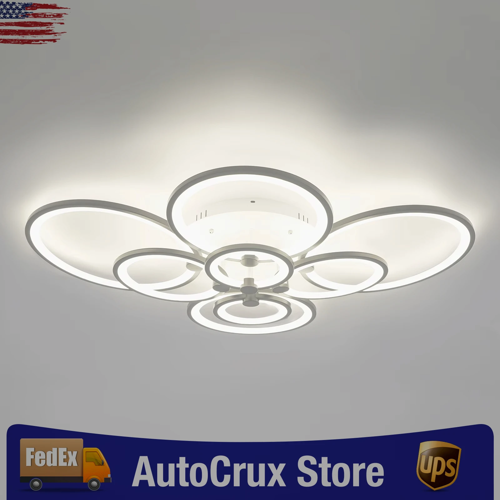 

Modern Ceiling Light 8Heads Dimmable Chandelier LED Pendant Lamp Fixture +Remote