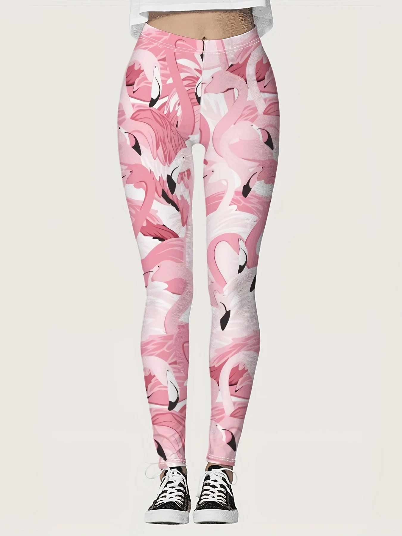 بنطال ضيق نسائي بطبعة فراشة، مصنوع من مزيج البوليستر والألياف اللدنة، مع مرونة مناسبة لملابس الخريف والشتاء. #3