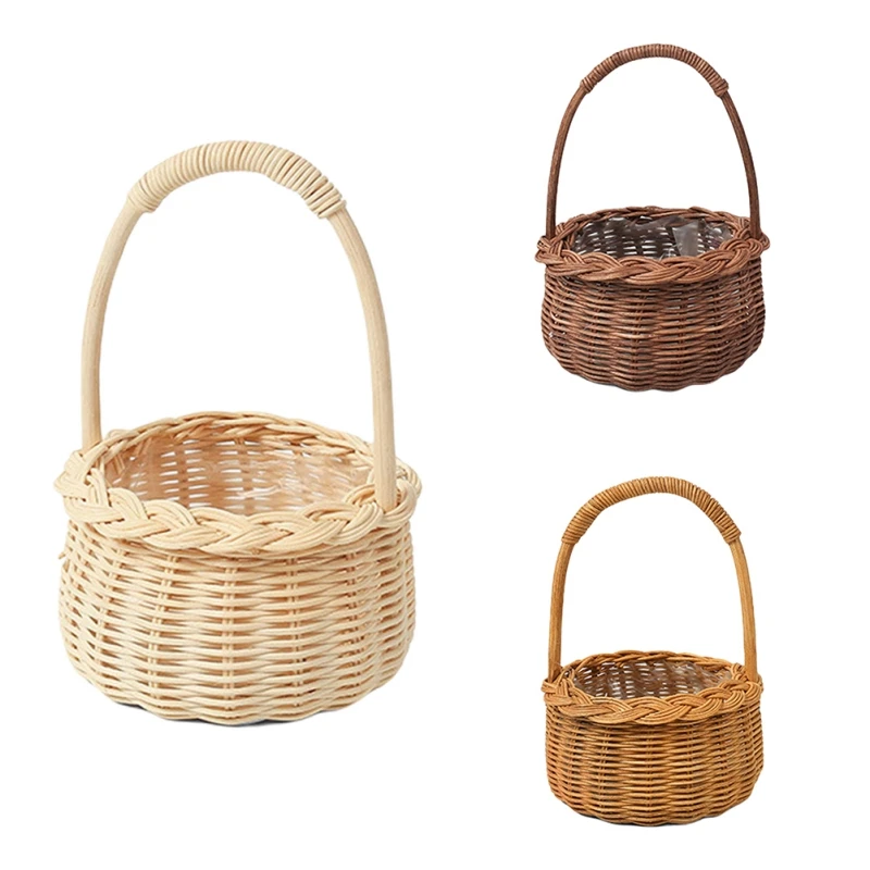 Wicker Rattan Flower Basket Mini Hand Sundries Storage Baskets Candy Basket Wall Hanging Basket Home Decoration