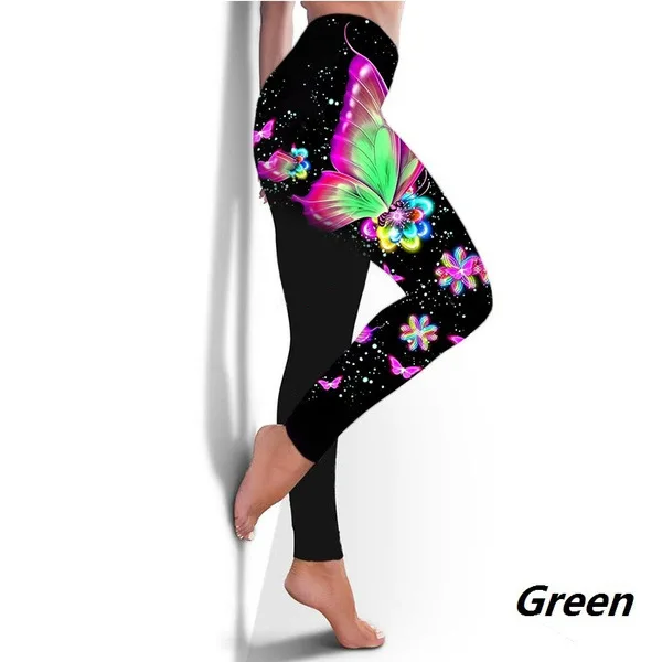 Nowe legginsy sportowe Butterfly damskie rajstopy z nadrukiem 3D spodnie do jogi legginsy gimnastyczne damskie bezszwowe legginsy dla kobiet