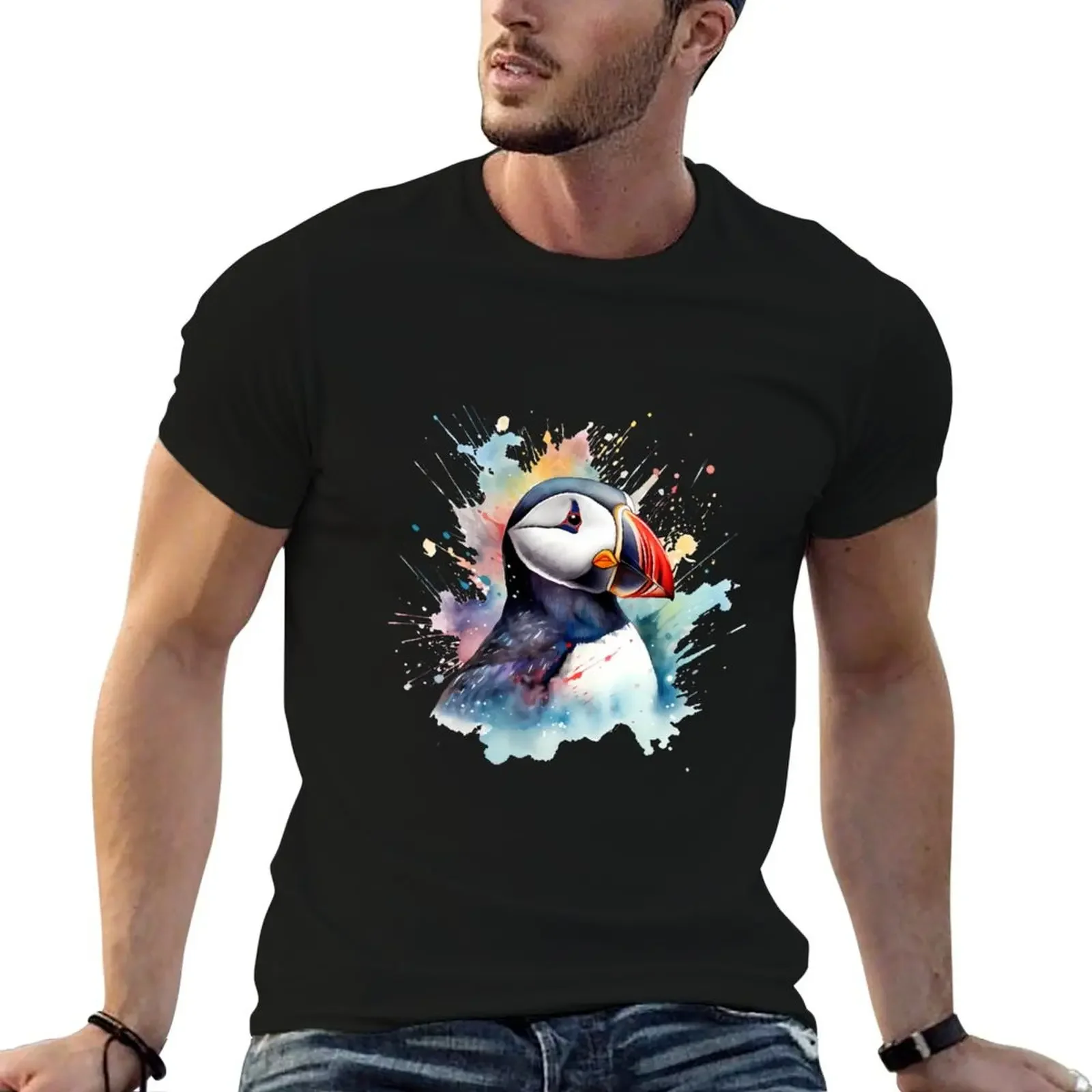 

Puffin Watercolour Bird Painting T-Shirt fashion shirts boys animal print mens t shirts casual stylish