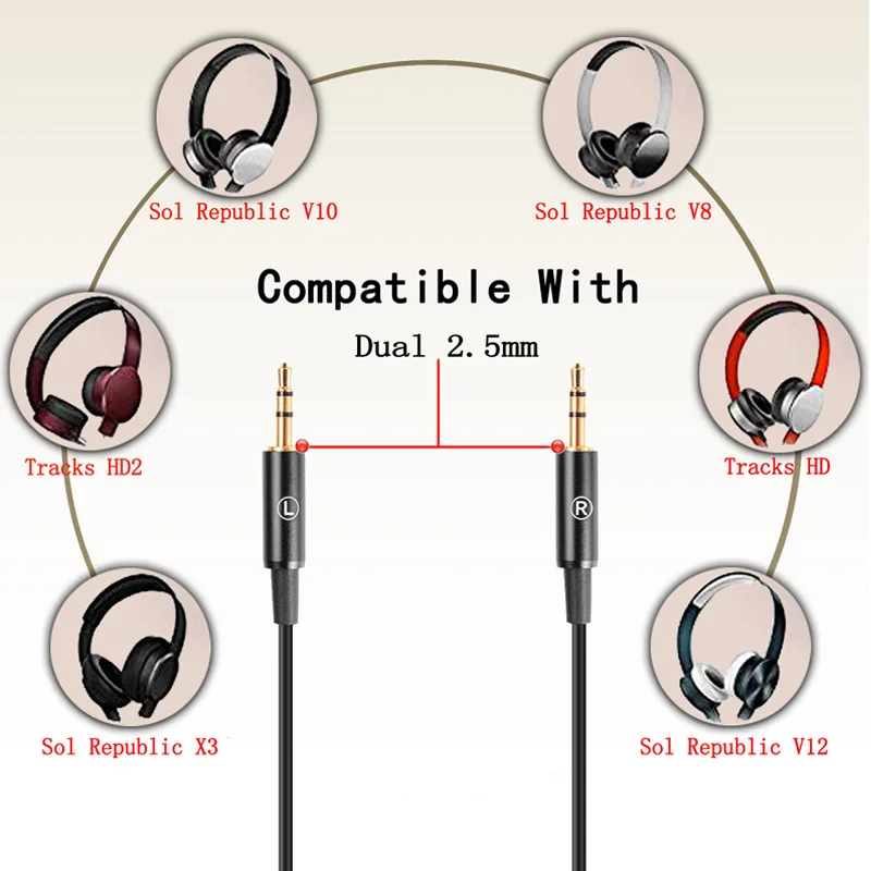 Flexural Replacement 1.4m Audio Cable With Mic For Sol Republic Master Tracks HD V8 V10 V12 X3 Headphone Audio Cable