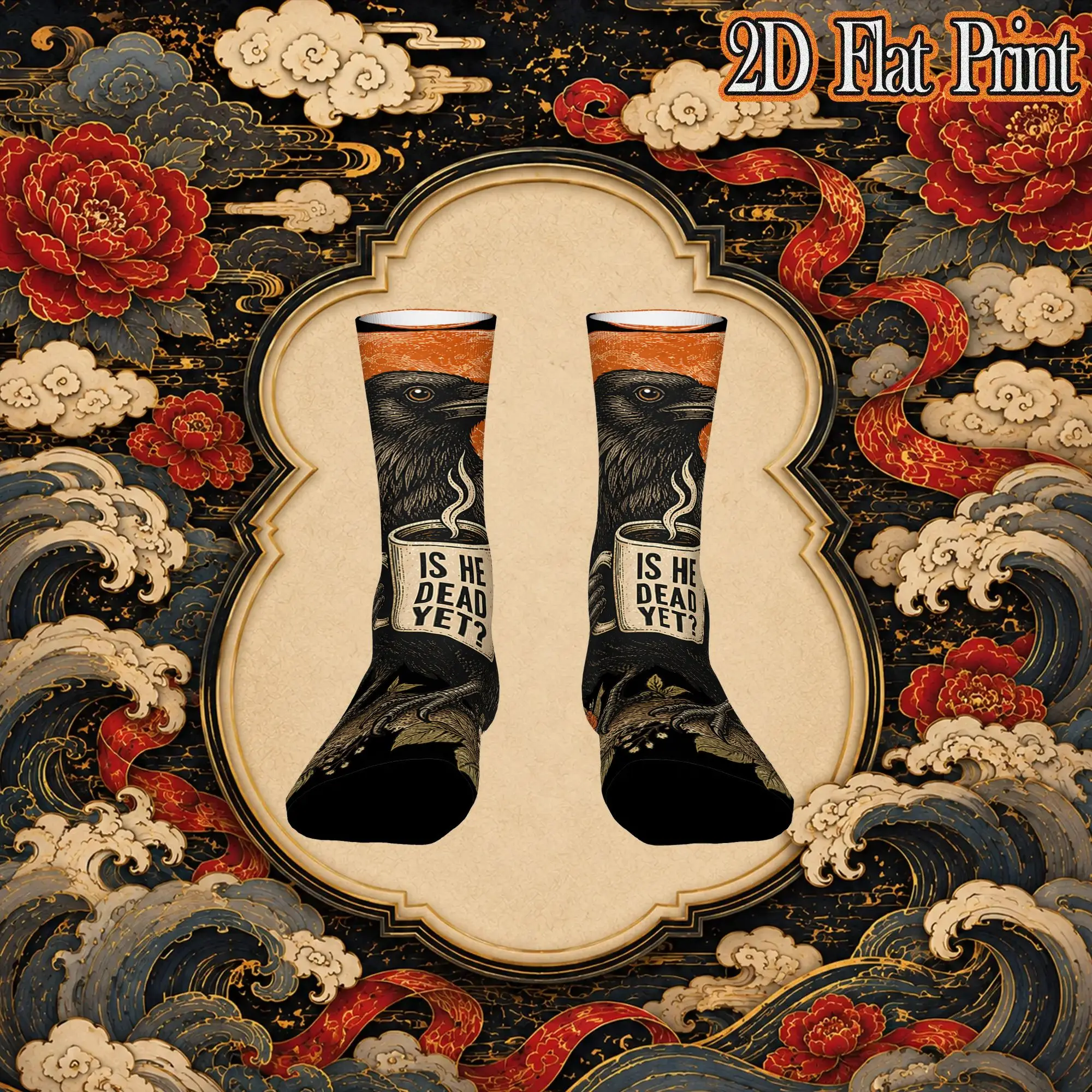 Fashion Vintage Is He Vintage Dead Yet Dark Crow Raven Bird Humor Retro Crazy Men's  Crew Sock Unisex  Funny  compression Socks