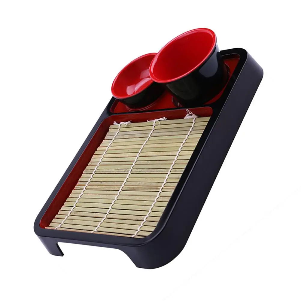 

1 set Cold Noodle Plate Soba Udon Serving Tray Food Display Dish Bamboo Mat Plastic Dinnerware Birthday Wedding Party