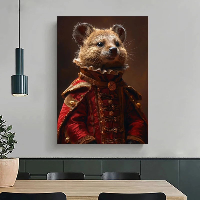 Renaissance European Aristocrat Rabbit Fox Panda Eagle Leopard Gorilla Deer Poster Print Canvas Wall Art Picture Room Home Decor