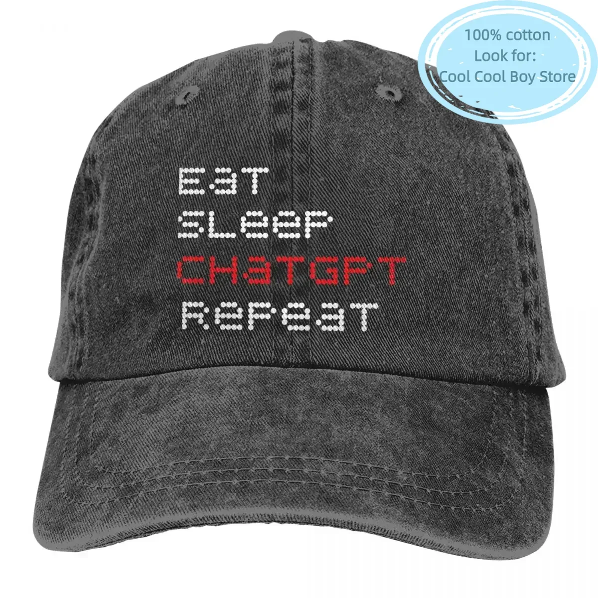 Eat Sleep ChatGPT Repeat Baseball Cap Men Cowboy Hats Women Visor Protection Snapback ChatGPT Caps