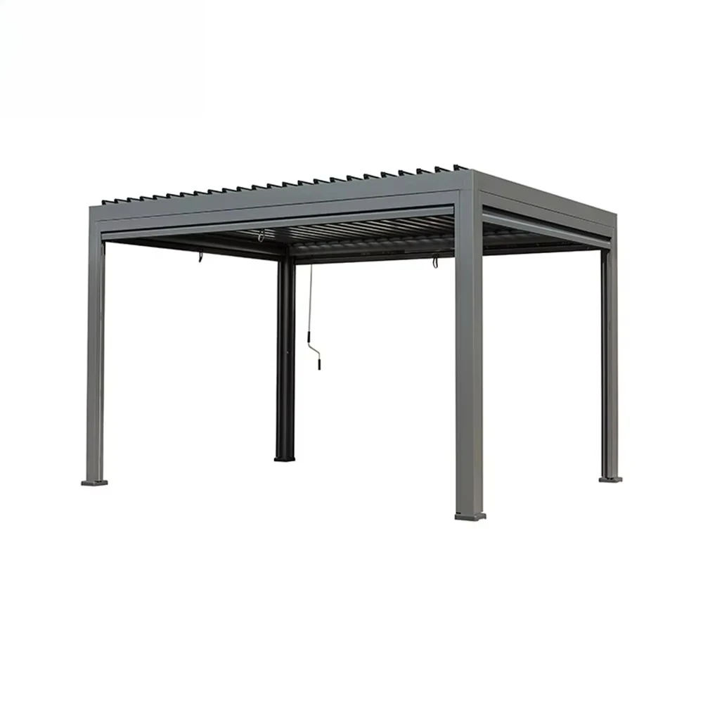 Custom Electric Aluminum Pergola  Bioclimatic Louvered Roof System & Waterproof All-Season Sunshade for Outdoor Gardens
