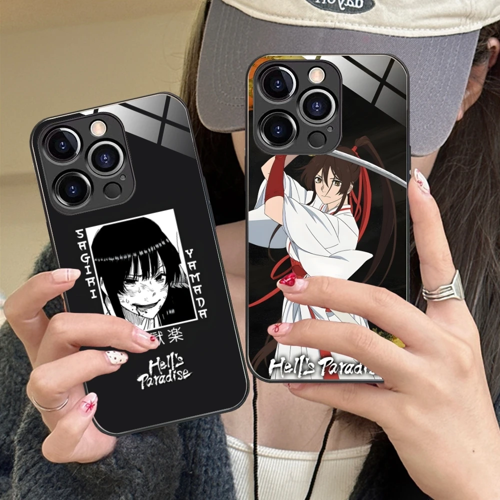 Jigokuraku Yamada Sagiri Mobile Phone Case for iPhone 16 15 14 13 12 11 X XR XS 8 Pro Max Plus Mini PC Glass Phone Cover Shell