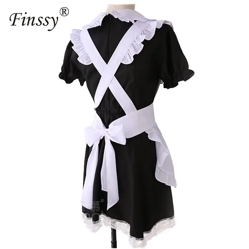 Halloween Carnival Party Black White Cafe Maid Lolita Cosplay Costume Heart-shaped Hollow/Cat Head Hollow