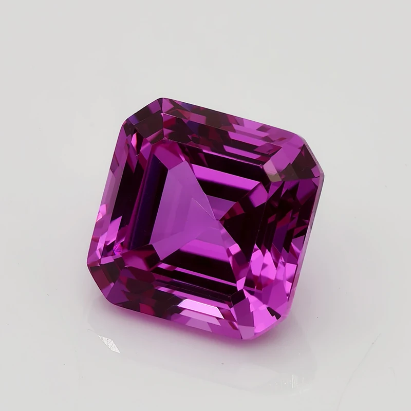 Lab Grown Sapphire Hot Pink Color Asscher Cut Loose Gemstones Square Shape With AGL Certificate for Jewelry Making