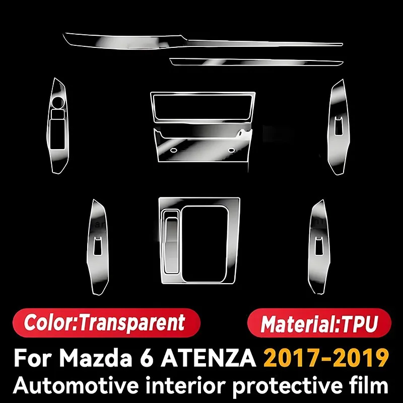 For MAZDA 6 ATENZA 2017-2023 Car Interior Center Console GearBox Panel Navigation Transparent TPU Protective Film Anti-scratc