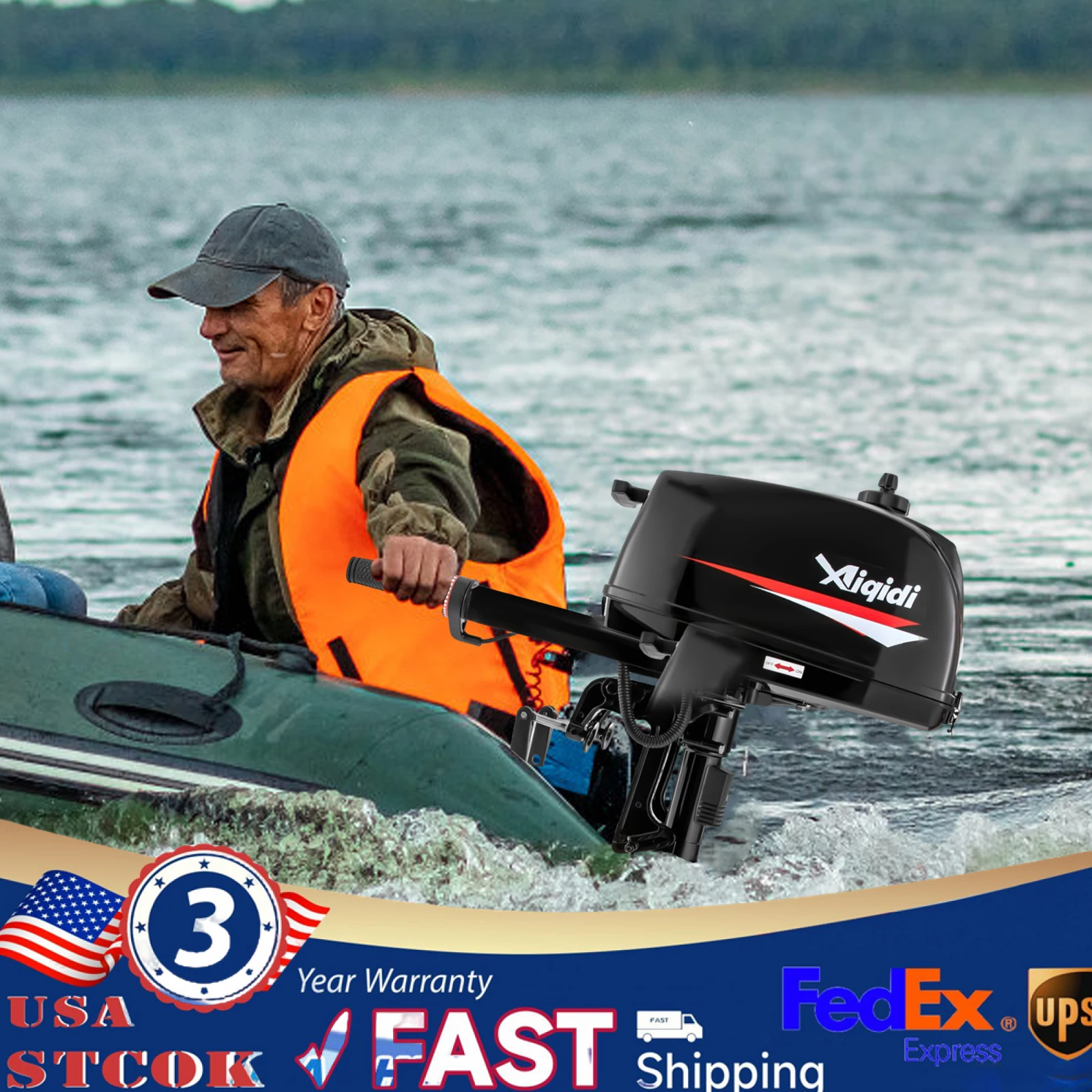 

3.5HP Engine 2 Stroke Motor, Sports Outboard Motor With CDI &Amp; Water Cooling System For Kayak Fishing Boat Canoe