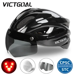 VICTGOAL Bike Helmet for Men Women with LED Light Visor Bicycle Helmet MTB Mountain Road Bike Scooter E-bike Cycling Accessories