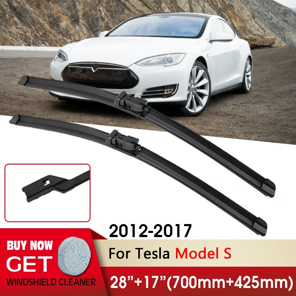 

Car Wiper RHD & LHD Front Wiper Blade 28"+17" For Tesla Model S 2012-2017 Fit push button Windscreen Wipers Auto Accessories