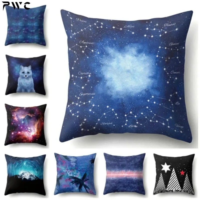 Universe Outer Space Galaxy Print Polyester Cushion Cover Decorative Pillowcase Home Sofa Hotel Car Bedroom Decoration 45X45CM