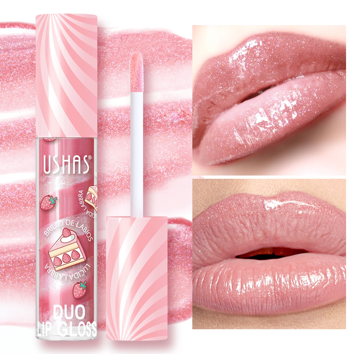 USHAS, brilho labial sorvete, hidratante e hidratante com cor, cintilante e brilhante, presente ideal para festivais