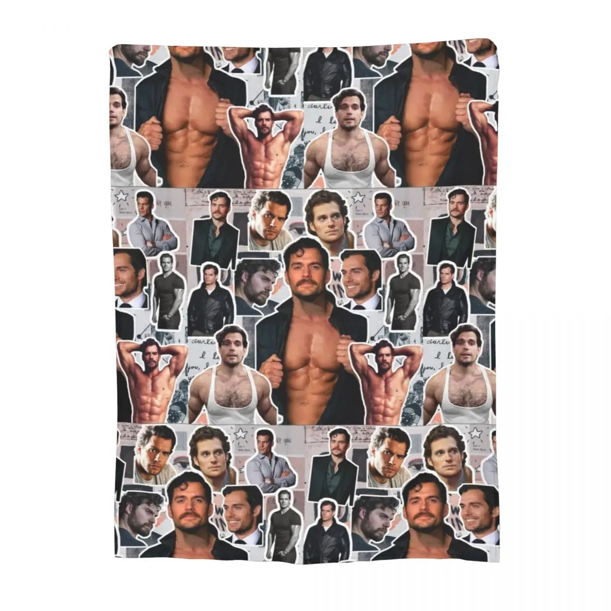 Henry Cavill Photo Collage Blanket Flannel Multifunction Lightweight Thin Throw Blanket for Home Bedspreads