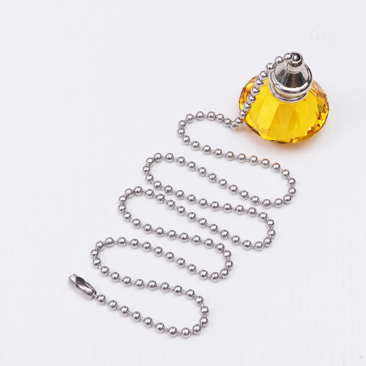 

2 Pcs Diamond Fan Pendant Amber Color Crystal Ceiling Pull Chain European Style House Decorations Hanging Home Ornament