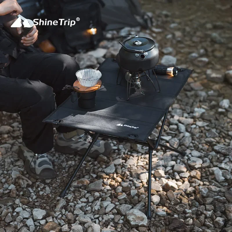 ShineTrip-Outdoor Aluminum Alloy Fabric Folding Table Camping Storage Bag Desktop Storage Bag, Mesh Pocket Car Table