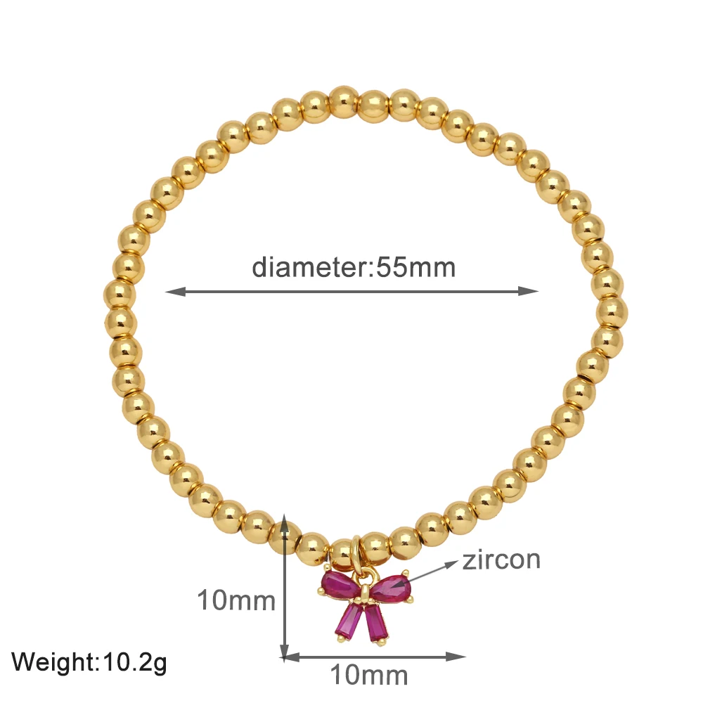 FLOLA Simple Beaded Chain Bowknot Bracelets for Women Elastic Bracelets Gold Plated Jewelry Gifts brtd81