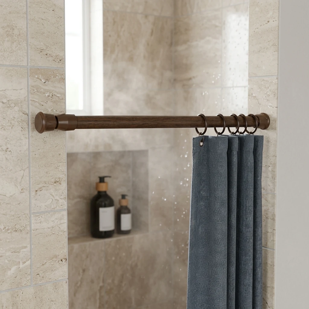 Telescopic Rod No-Drill Shower Curtain Pole for Bathroom Window Tension Rod Adjustable White Baked Paint Home Decor Gear