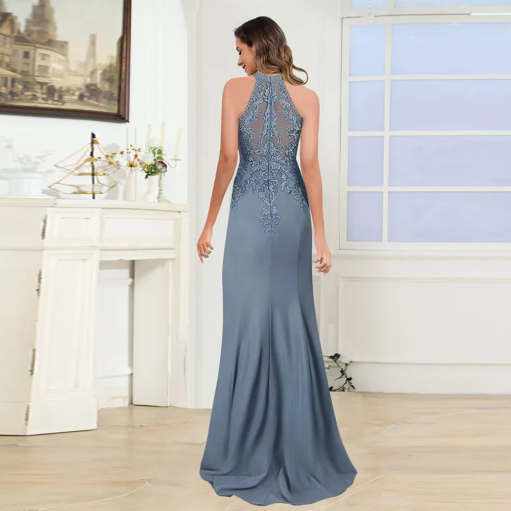 Abiti per la madre della sposa personalizzati con applicazioni in pizzo squisito per le donne Abito da cerimonia nuziale lungo formale con scollo all'americana a sirena 2025