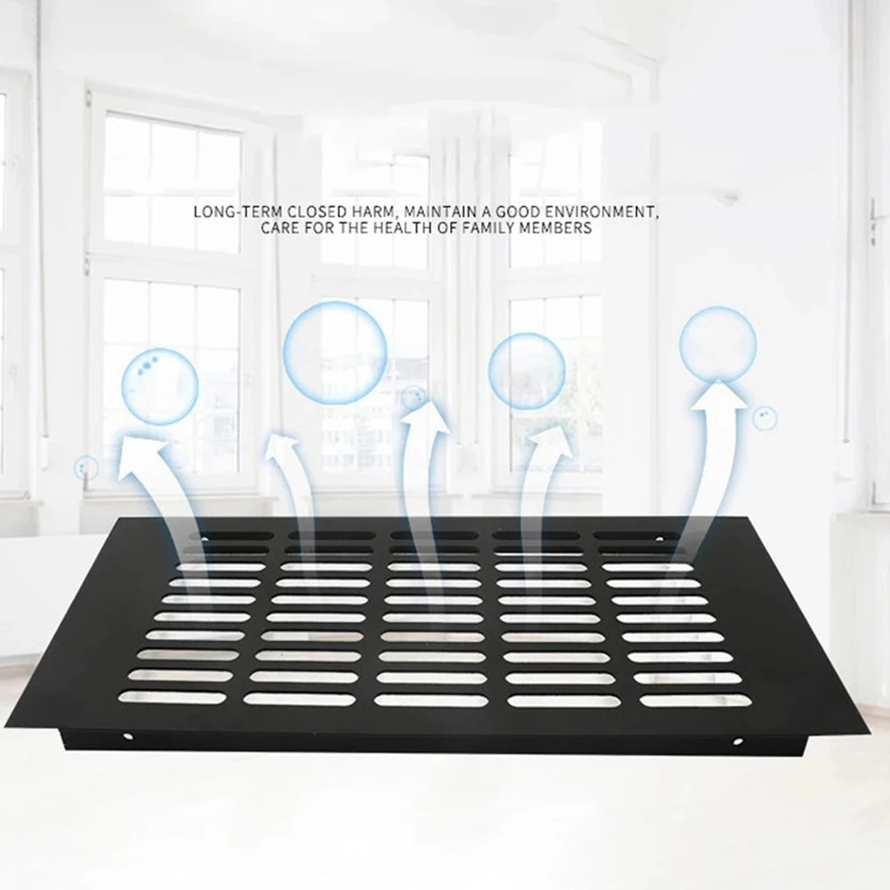 150 มม.อลูมิเนียมรูปสี่เหลี่ยมผืนผ้าตู้ตู้เสื้อผ้า Air Vent Grille ระบายอากาศสําหรับ Air Conditioner ตู้ Grille ฝาครอบสีดํา