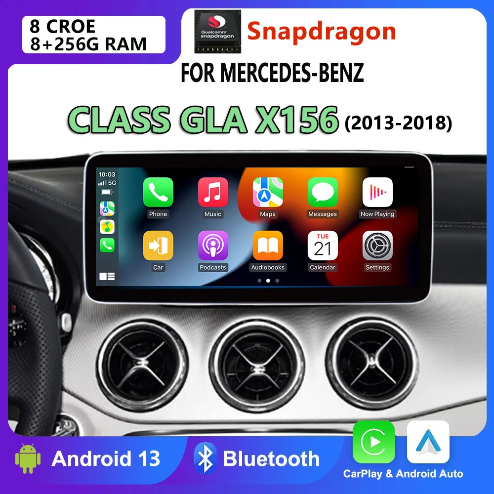 

Автомобильный мультимедийный проигрыватель Qualcomm для Mercedes Benz Gla Class X156 Android 13 2013to2018 CarPlay GPS Навигация DVD Радио HD экран