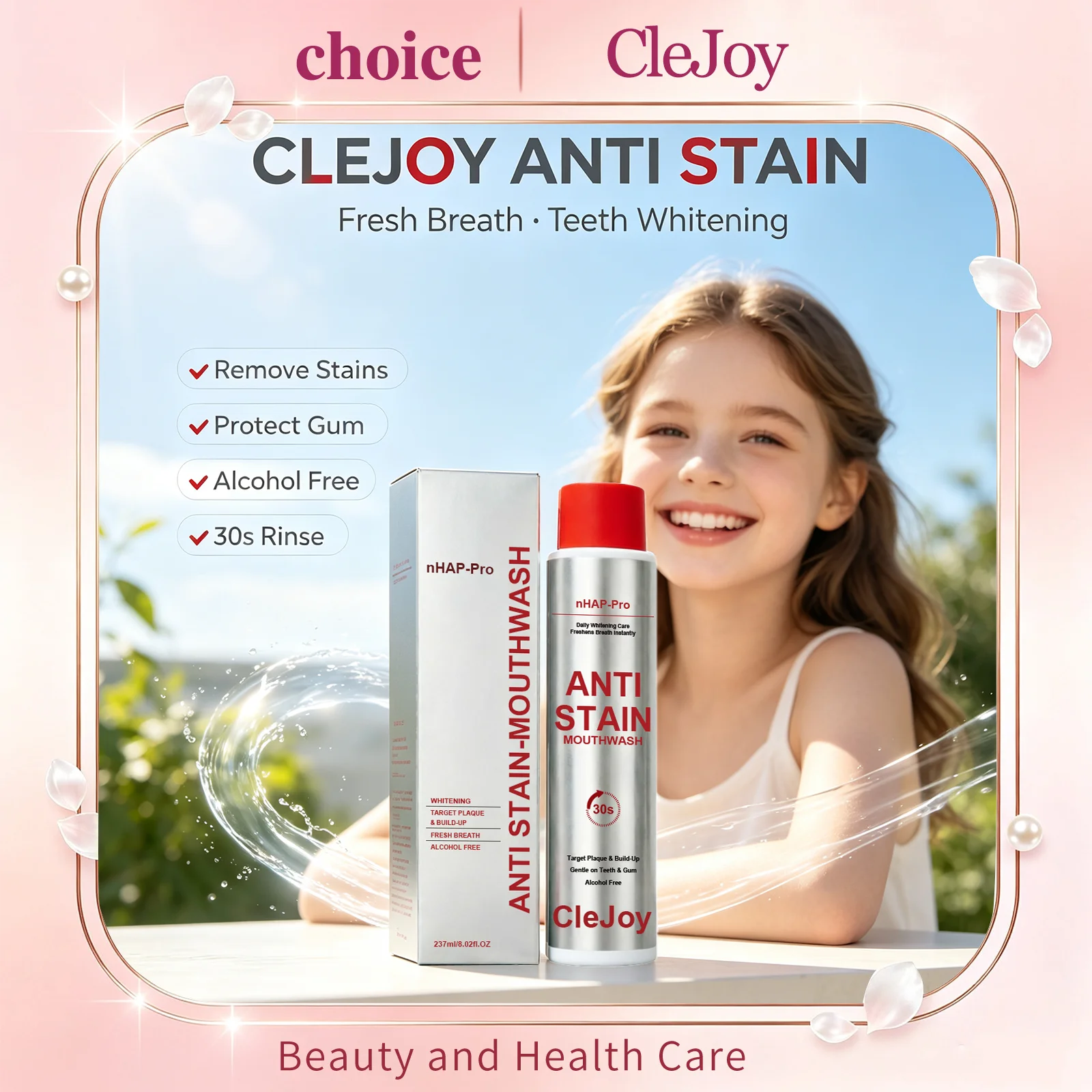 Teeth Whitening Natural - CleJoy Anti-Flecken-Mundspülung Zahnaufhellung Mundspülung Entfernt Zahnflecken