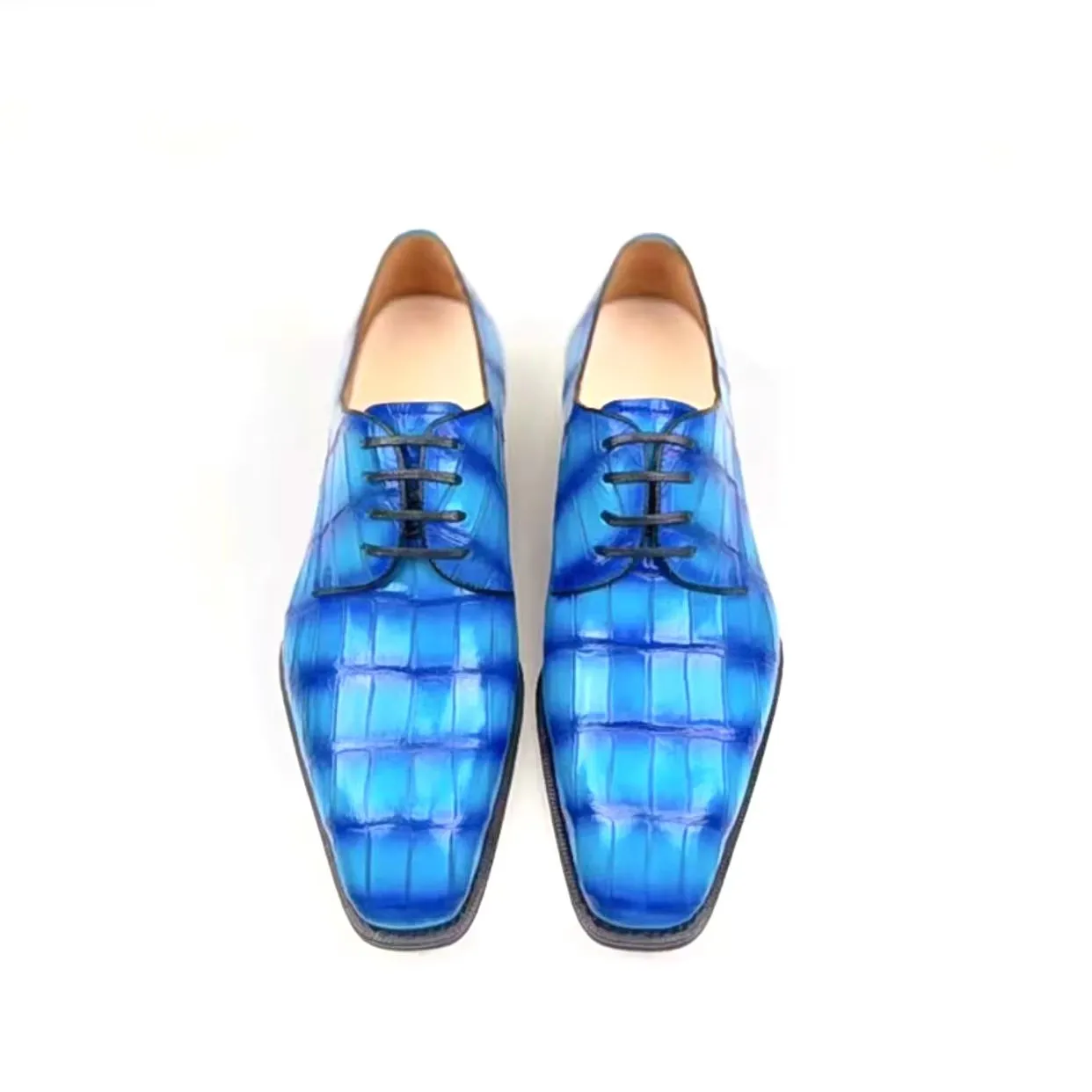 yinshang new men dress shoes male crocodile shoes blue wedding shoes business office meeting date shoes formal shoes male
