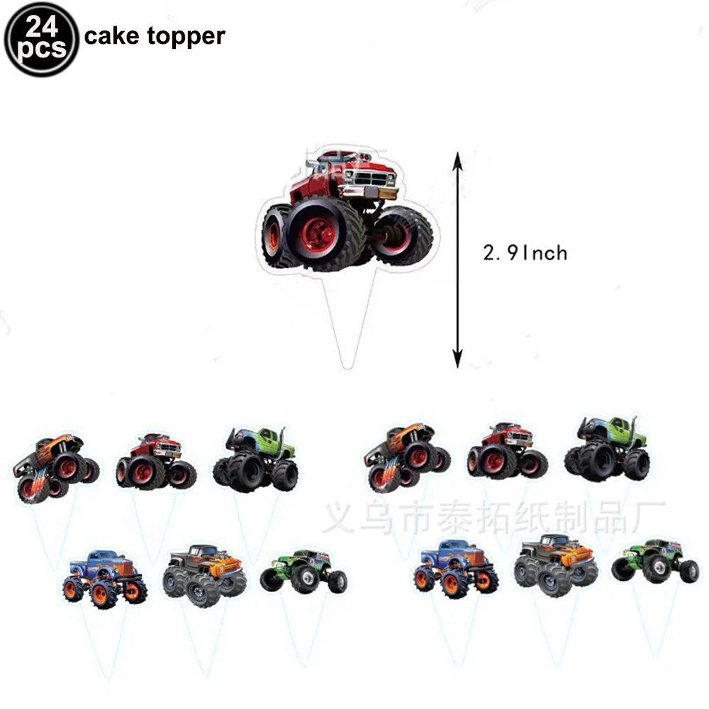Monster Truck Birthday Party Disposable Tableware Monster Car Paper Plates Cups Napkins Supplies Monster Machines Birthday Decor