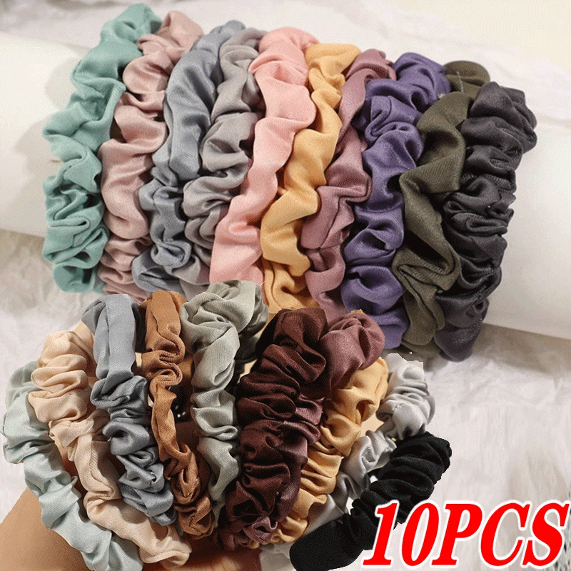 

Retro Satin Hair Scrunchie Candy Color Elastic Hair Bands Ponytail Hair Ties Fashion Ornament For Girls Hair Accessories