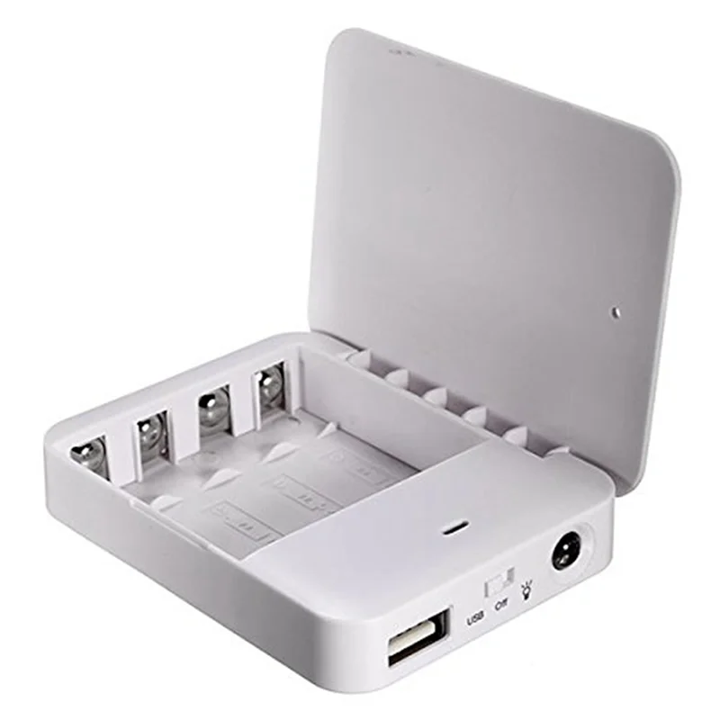 HLZS-6X Caricatore USB Power Bank Batteria Scatola di imballaggio esterna Caricabatteria Caricatore di emergenza Caricatore 4X AA Bianco
