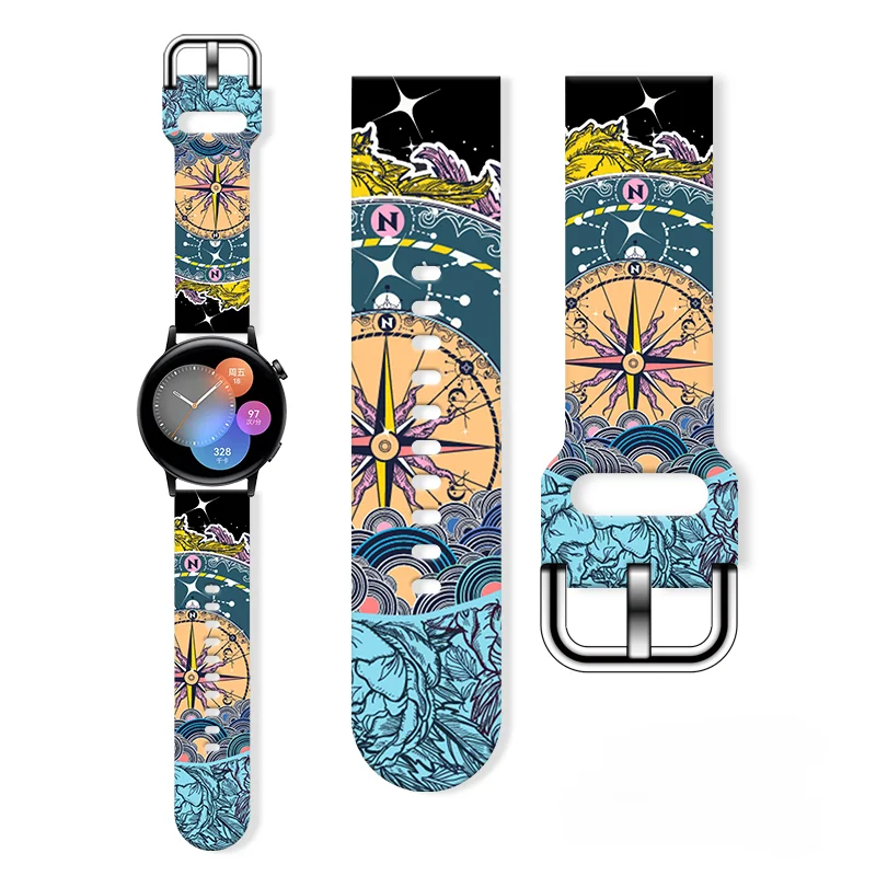 22mm 20mm tali jam motif lumba-lumba untuk jam tangan Samsung Galaxy 6/5/4 40mm 44mm gelang dapat diganti untuk gelang jam tangan Samsung Galaxy Balance 5Pro