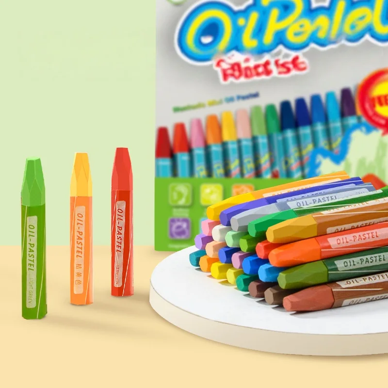 12/18/24/36pcs Hexagonal Oil Painting Stick Children's Drawing Pen Art Institution Heavy Color Stick Oil Crayon DIY Graffiti