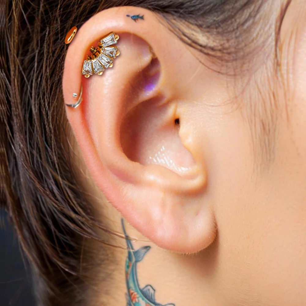 1PC CZ Marquise Different Flower Zirconia Earring Surgical Steel 16G Internal Threaded Ear Cartilage Helix Lobe Conch Earring