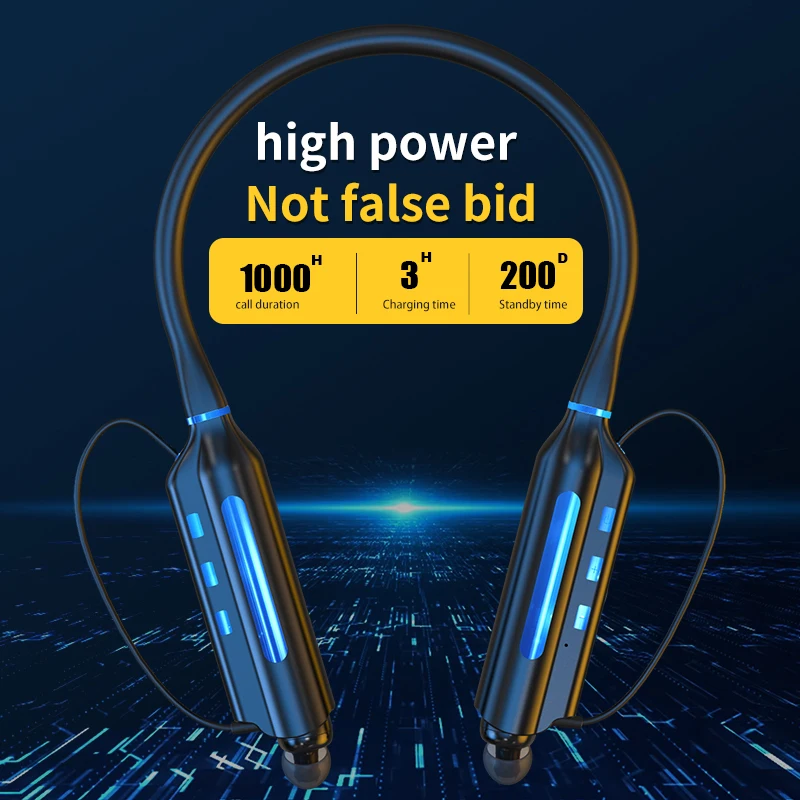 1000h تشغيل سماعات لاسلكية TWS الرياضة بلوتوث سماعة HiFi سماعة رأس جهيرة الصوت سدادات مقاومة للماء مع هيئة التصنيع العسكري بطارية 10000mAh
